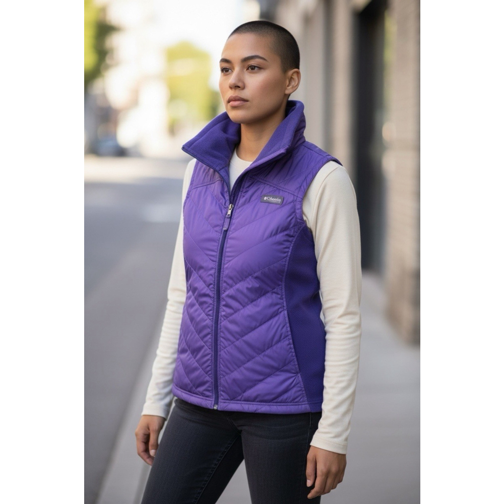 Columbia Womens Quilted Fleece Vest L Purple